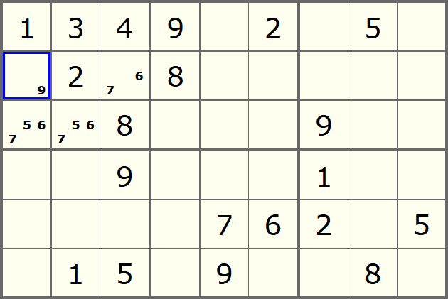 Sudoku grid showing a Naked Single.